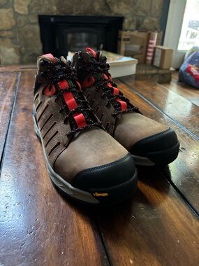 Timberland PRO Brown Work Boots with Red Accents